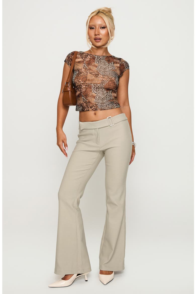 Animal Print Cap Sleeve Open Back Crop Top, Alternate, color, LEOPARD