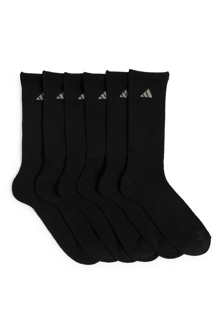 Athletic Crew Socks - Pack of 6, Main, color, BLACK