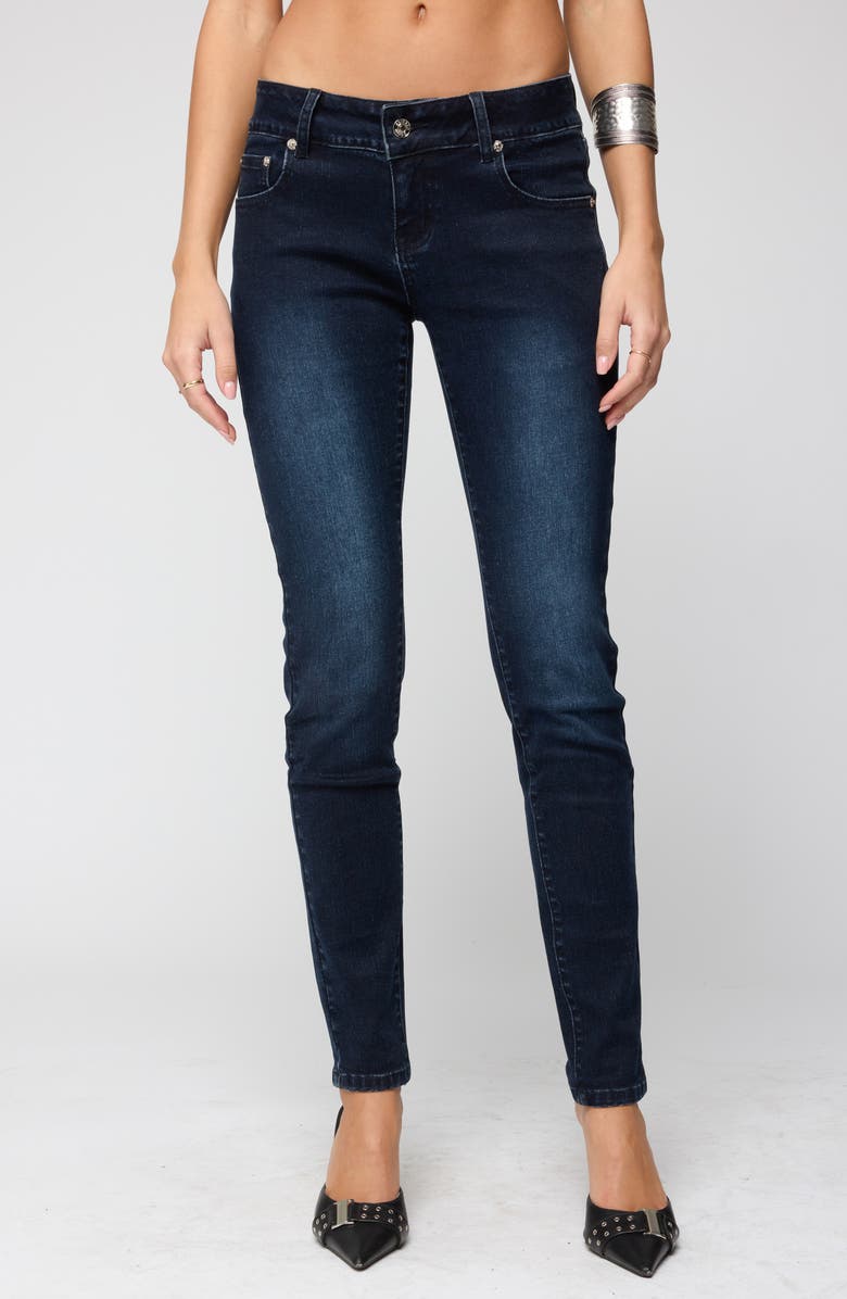 EDIKTED Eloise Low Rise Skinny Jeans, Main, color,