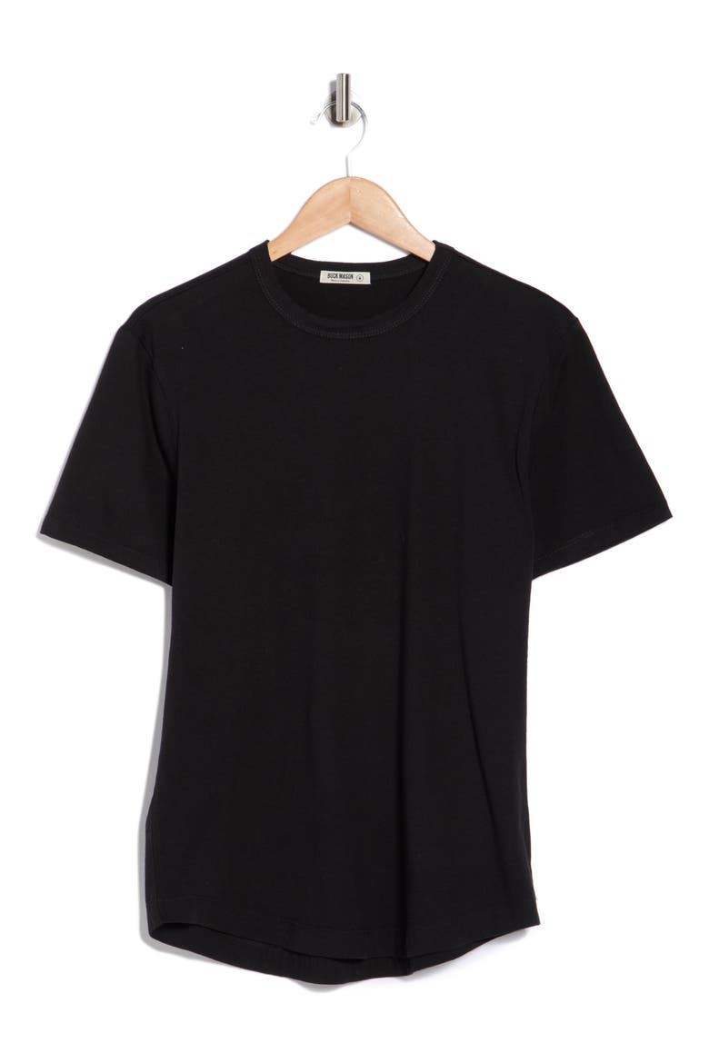 Pima Cotton Curved Hem T-Shirt, Alternate, color, BLACK