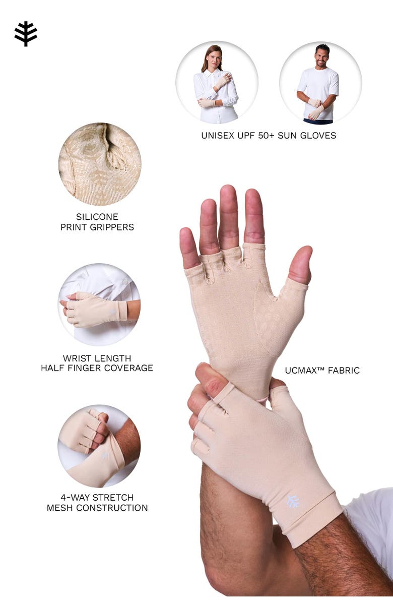 Coolibar Fingerless UV Sun Gloves - UPF 50+ Sun Protection - Ouray, Alternate, color, Beige