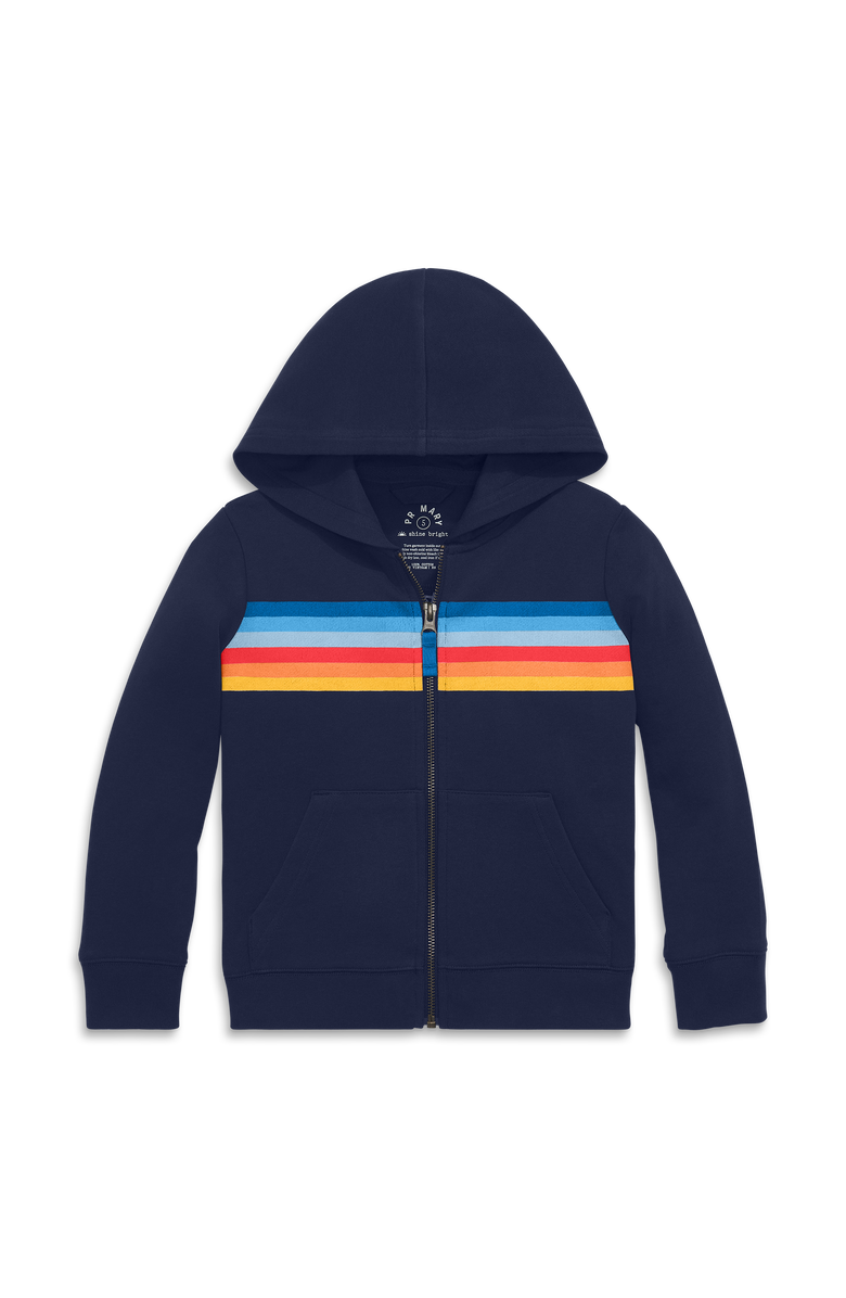 Primary Kids Banner Zip Hoodie, Main, color, Navy Banner