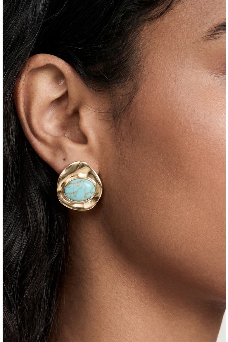Synthetic Stone Stud Earrings, Alternate, color, TURQUOISE