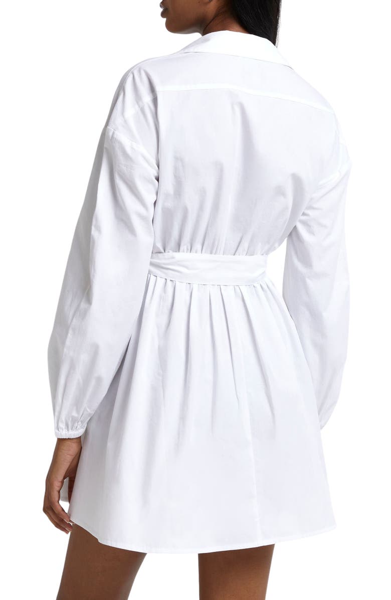 River Island Tie Waist Long Sleeve Cotton Shirtdress, Alternate, color, 