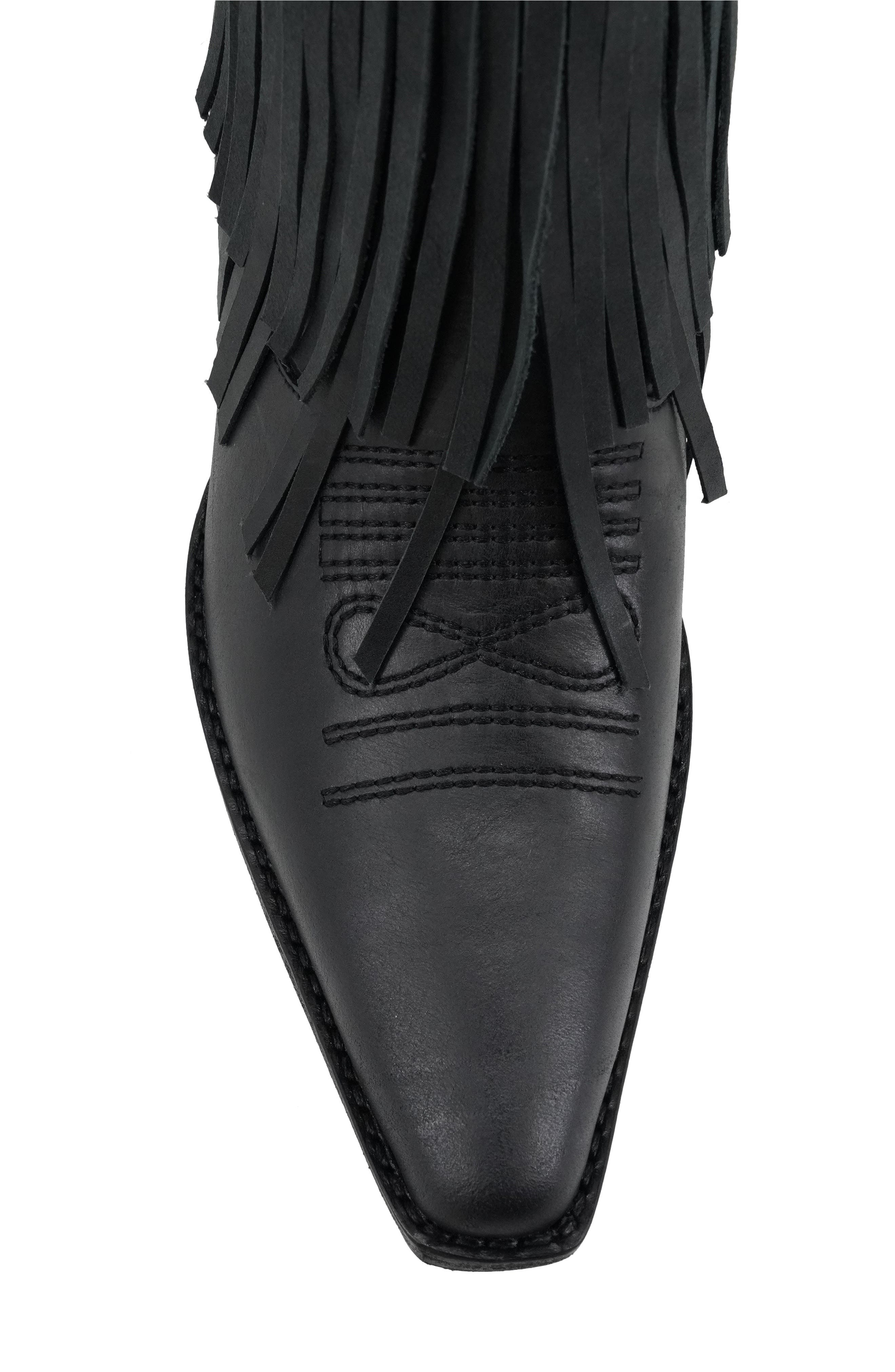 ZIGI Finlandia Fringe Western Boot, Alternate, color, Black Leather