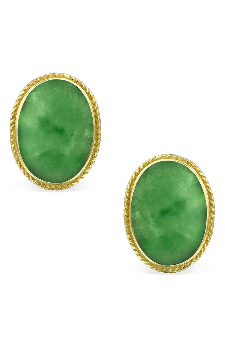 BLING JEWELRY Gold Plated Sterling Silver Oval Cabochon Clip-On Stud Earrings, Main, color, 