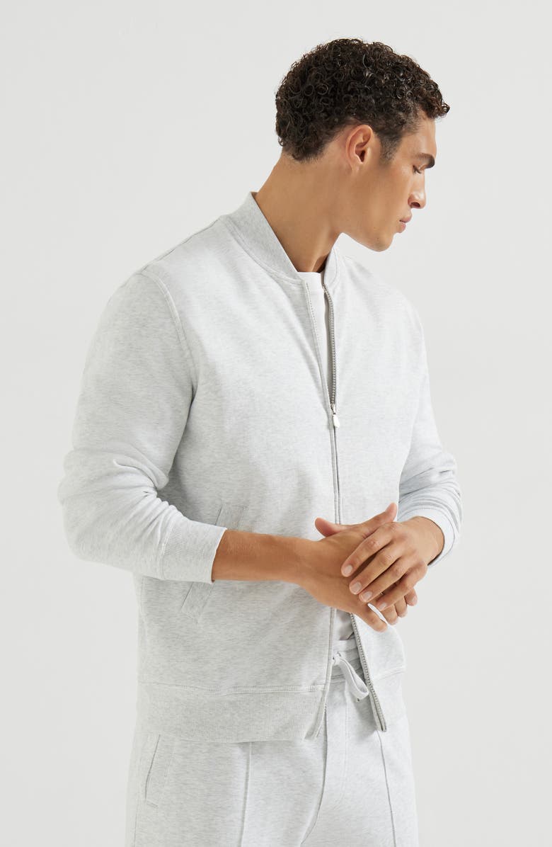 Brunello Cucinelli Sweatshirt with zipper, Alternate, color, Pearl Grey