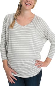 Bun Maternity Softie Stripe Long Sleeve Nursing Top
