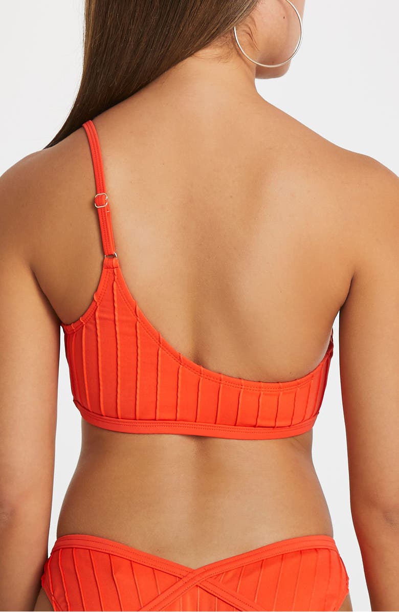 River Island Ring Trim One-Shoulder Bikini Top, Alternate, color, 