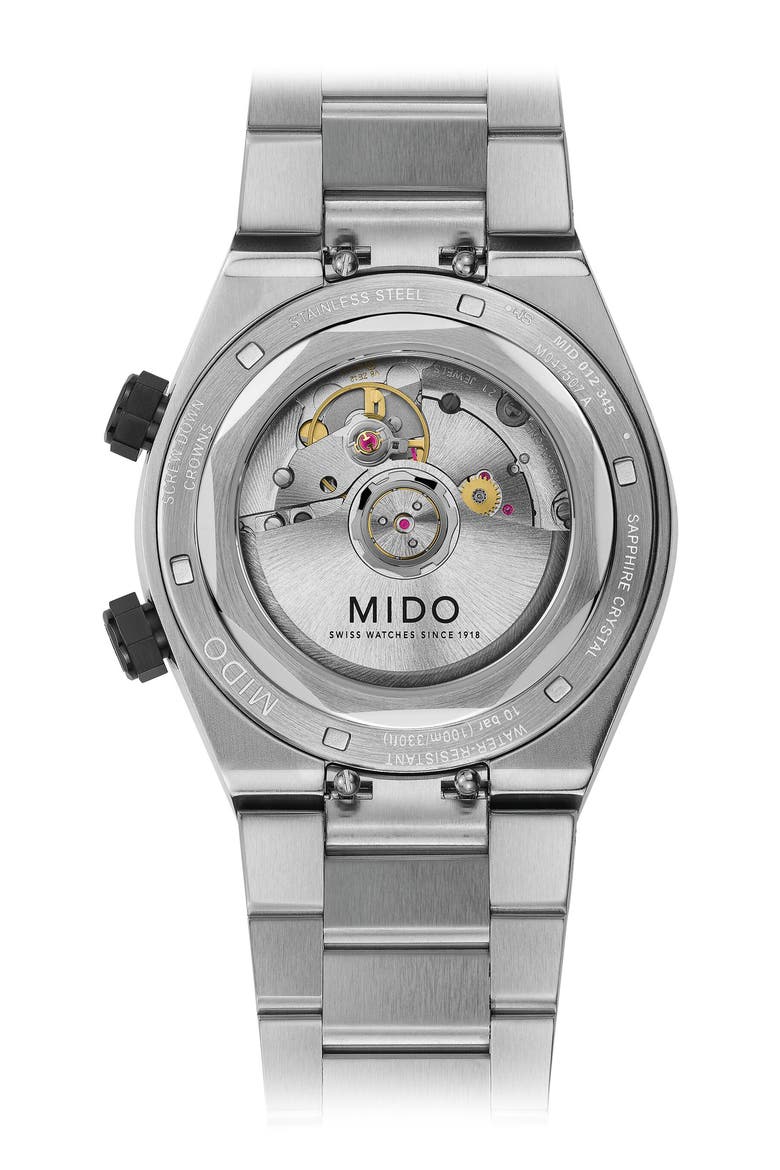 Multifort 8 Two Crowns Automatic Bracelet Watch, 40mm, Alternate, color, BLACK