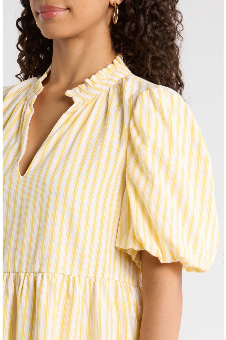 Audry Stripe Jacey Babydoll Minidress, Alternate, color, YELLOW-WHITE