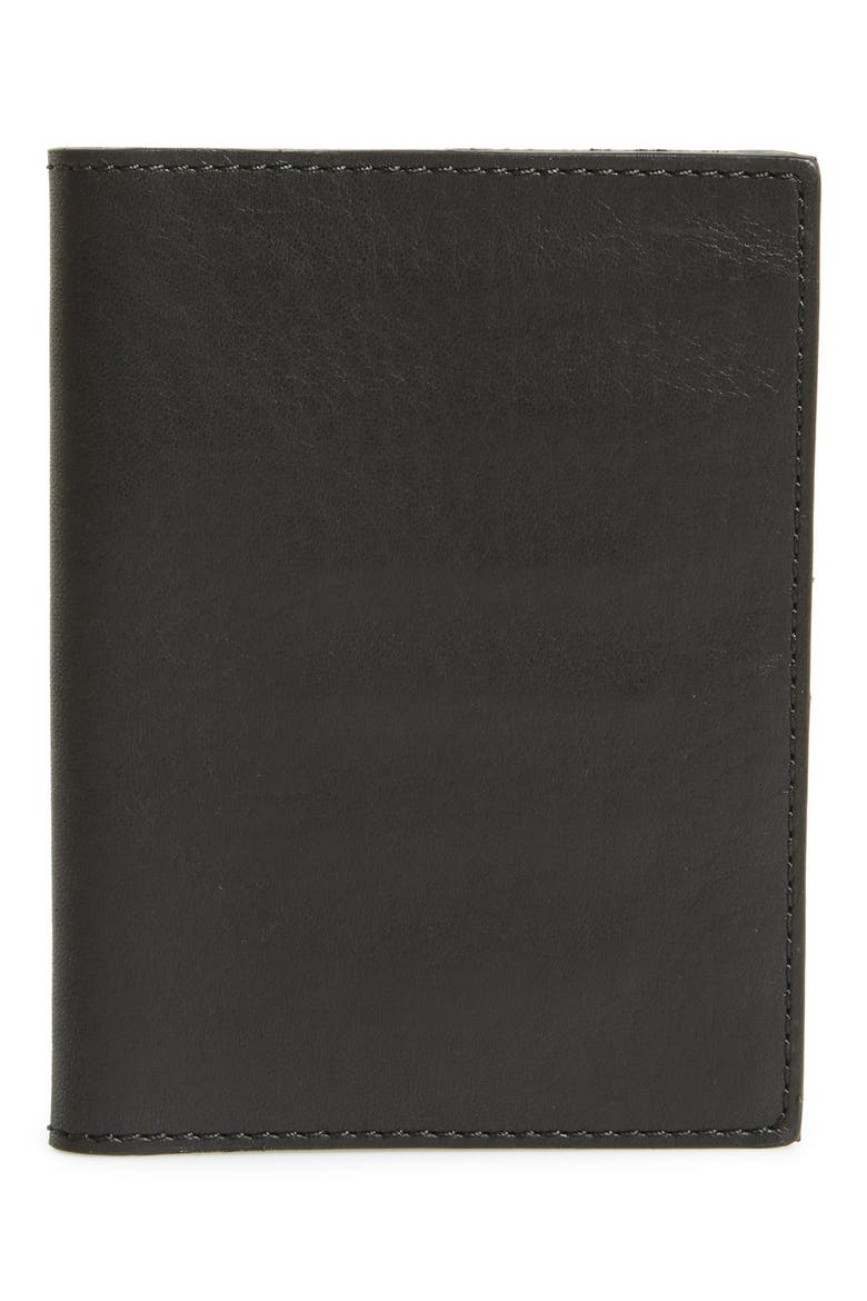 Leather Passport Wallet, Main, color, BLACK