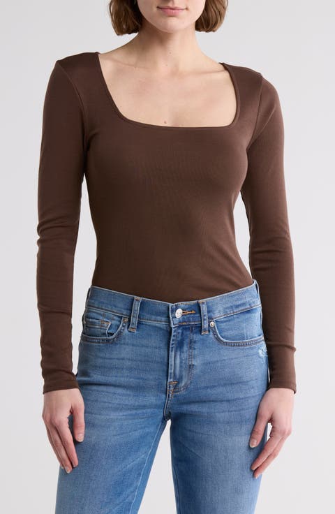 Long Sleeve Square Neck Top