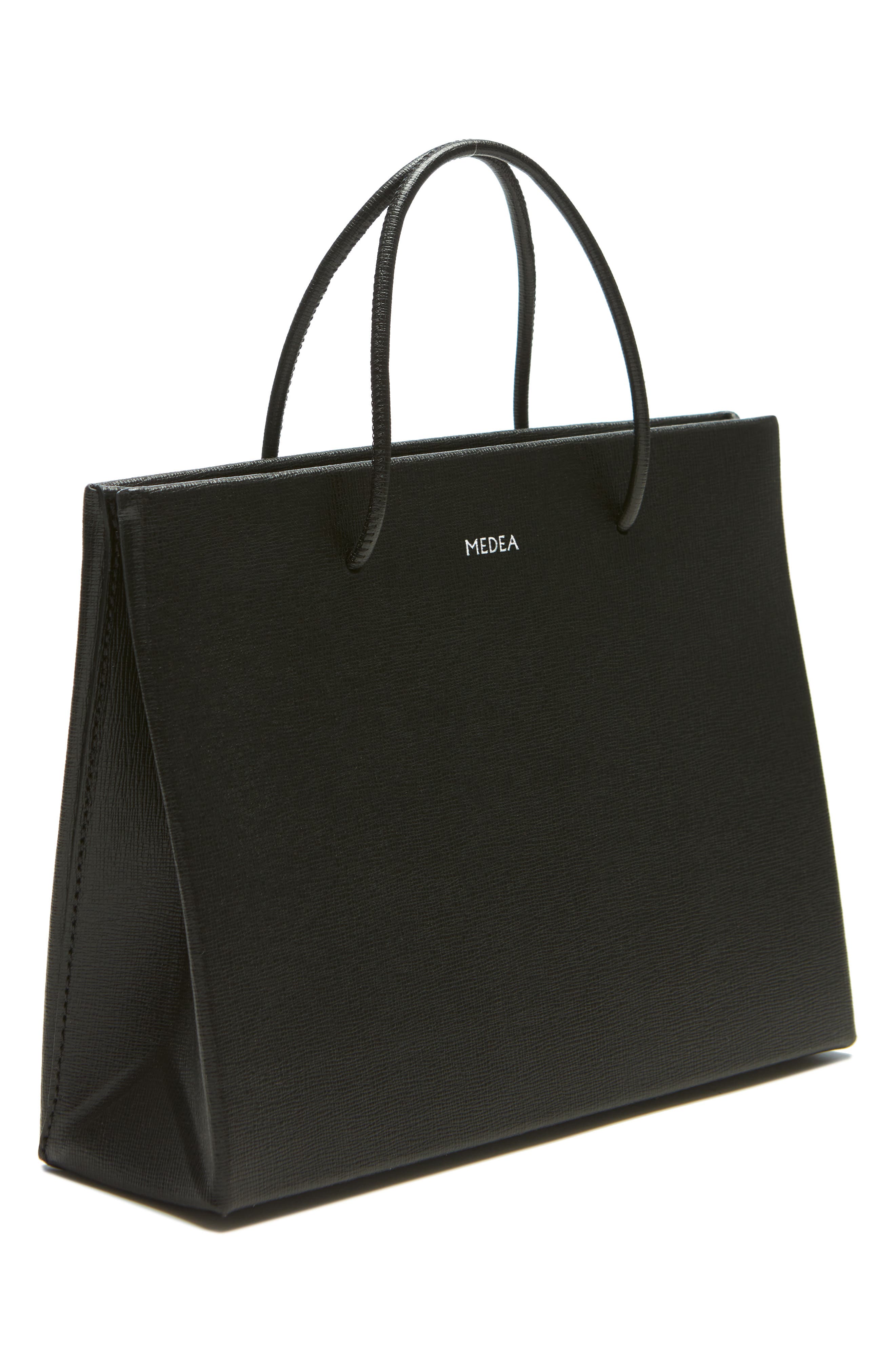 Hanna Saffiano Leather Tote, Alternate, color, BLACK