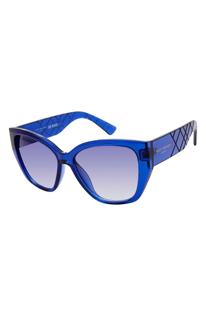 Kurt Geiger London 55mm Cat Eye Sunglasses, Alternate, color, Crystal Blue/ Blue Gradient