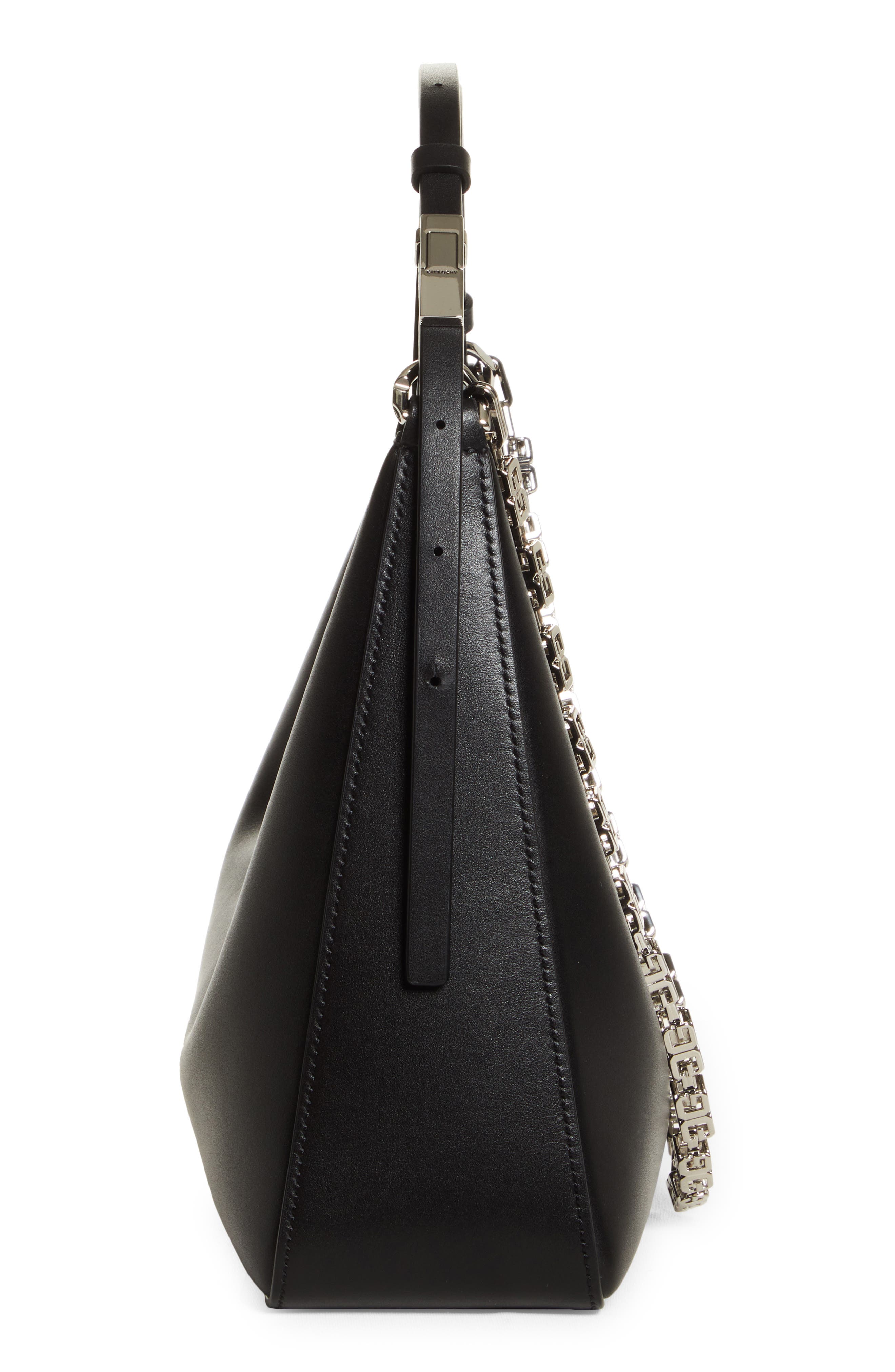 Givenchy Small Moon Cut Out Leather Hobo Bag, Alternate, color, 