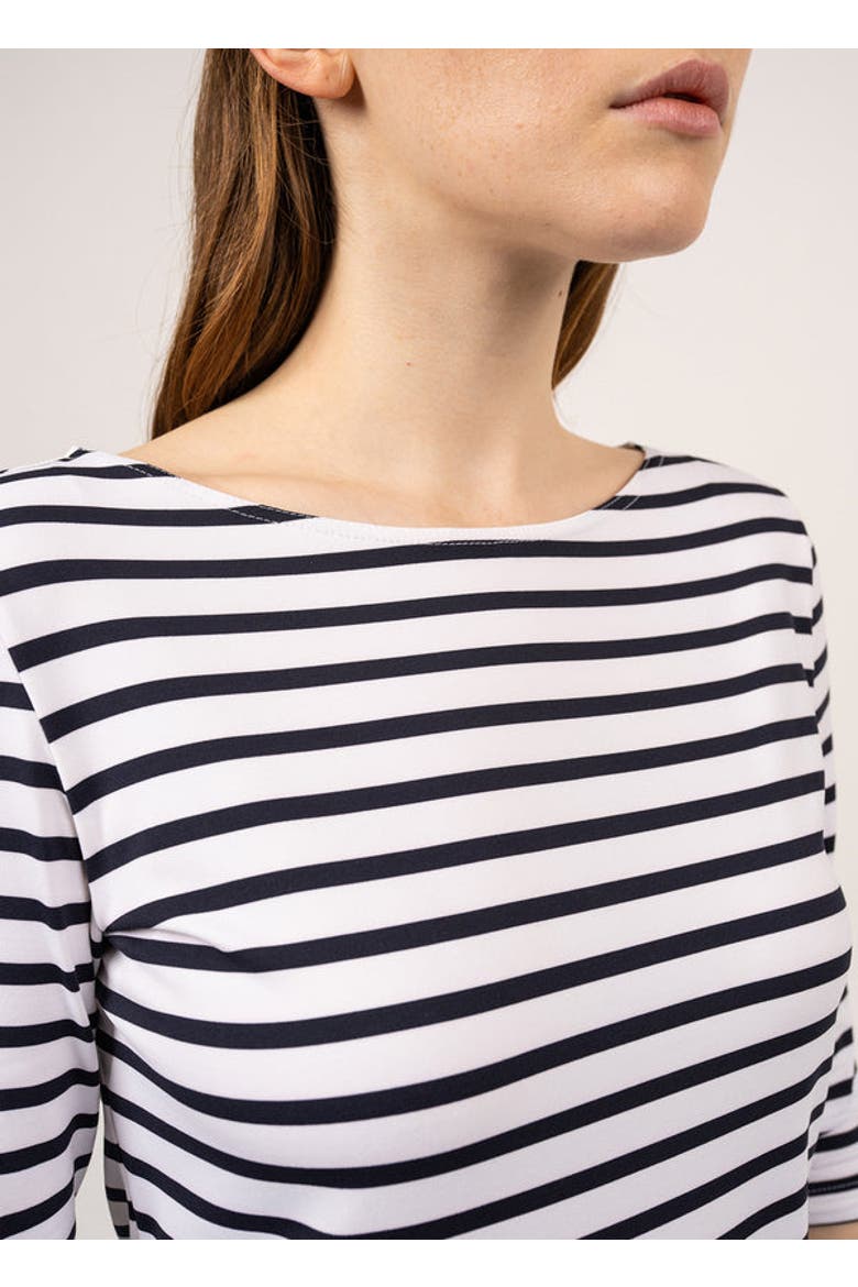 PROPRIANO - UV Fabric Striped Dress, Alternate, color, white/navy