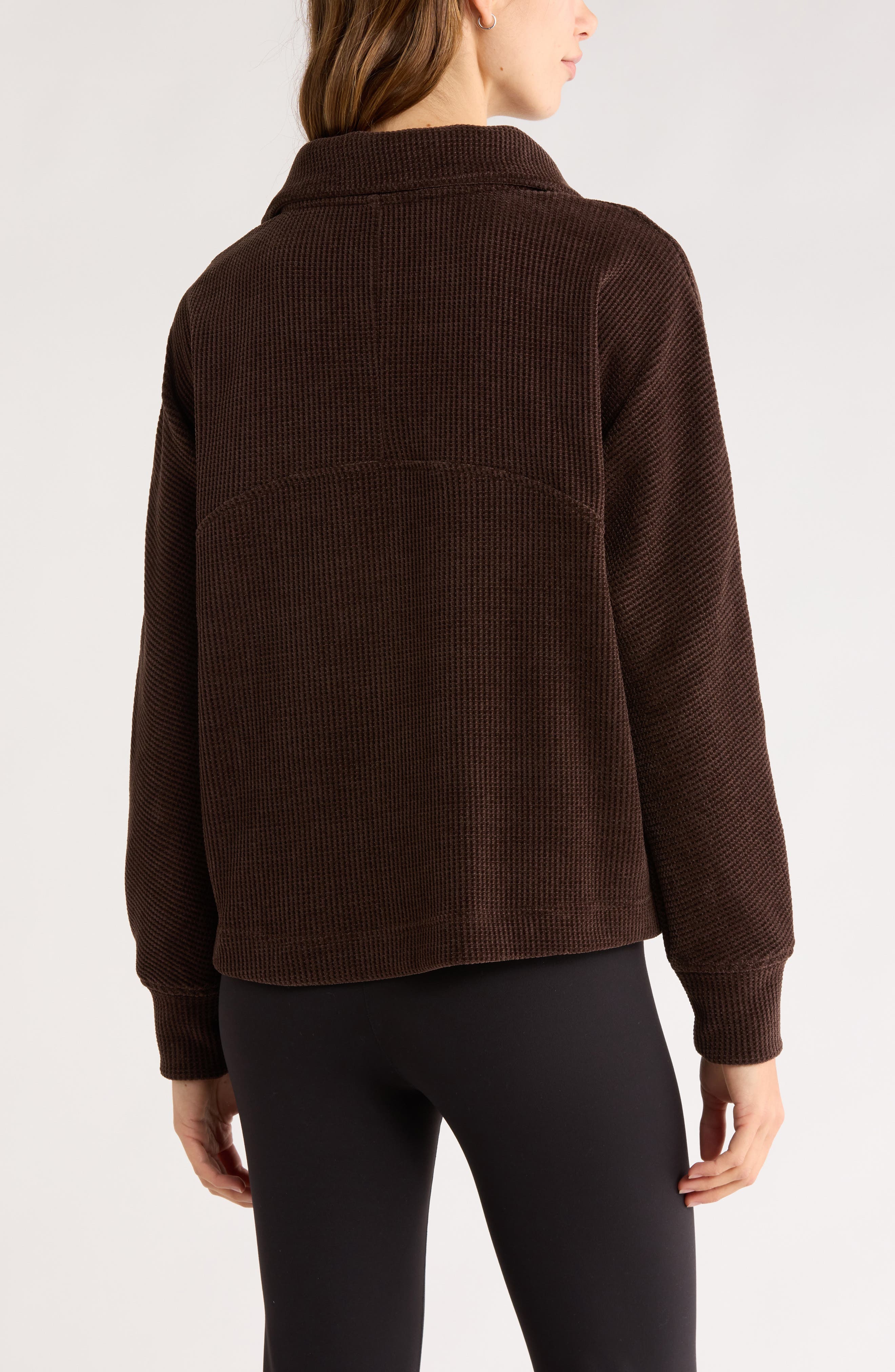 ねる Zella Half Zip Waffle Stitch Sweatshirt (Women) | Nordstromrack