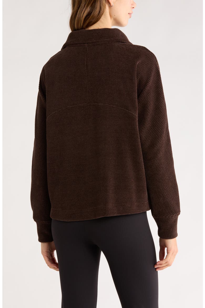 Half Zip Waffle Stitch Sweatshirt, Alternate, color, BROWN MOLE MARL