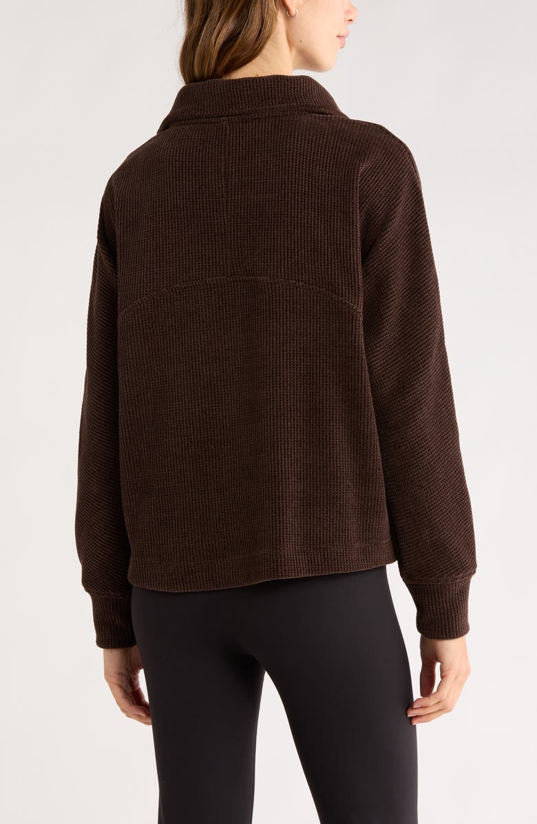 Zella Half Zip Waffle Stitch Sweatshirt, Alternate, color, Brown Mole Marl