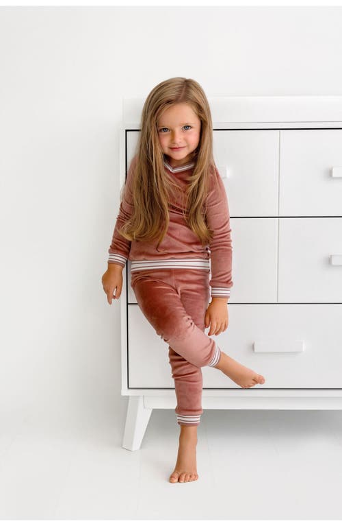 Pouf Velour Varsity Pj In Dusty Rose