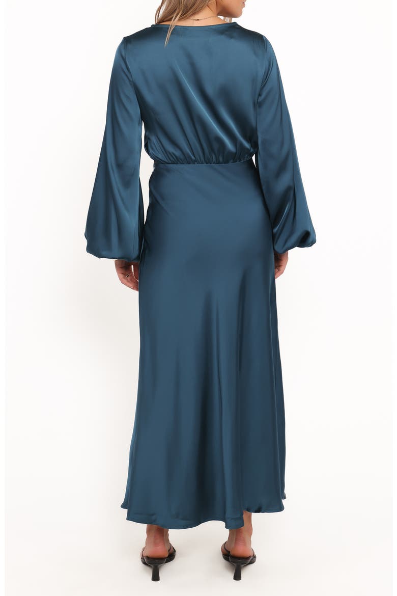 Remora Long Sleeve Satin Midi Dress, Alternate, color, TEAL