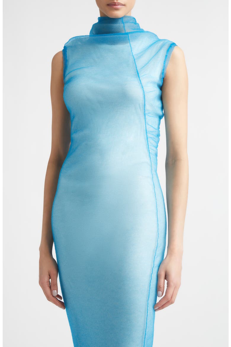 Double Layer Draped Organza Dress, Alternate, color, SUMMER LAKE