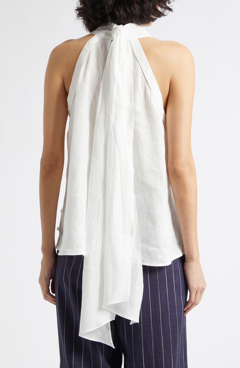 Reiss Andi Sleeveless Linen Mock Neck Top, Alternate, color, Ivory