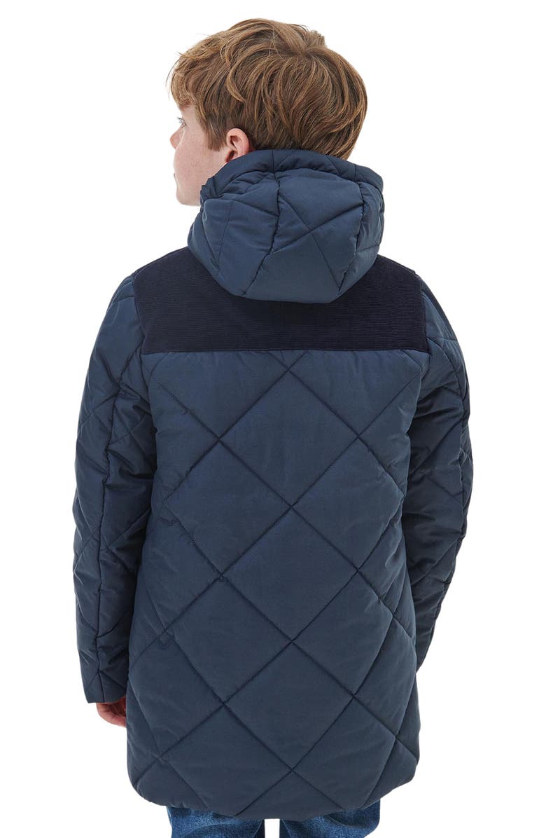 Barbour Kids' Elmwood Quilted Hooded Jacket, Alternate, color, Navy