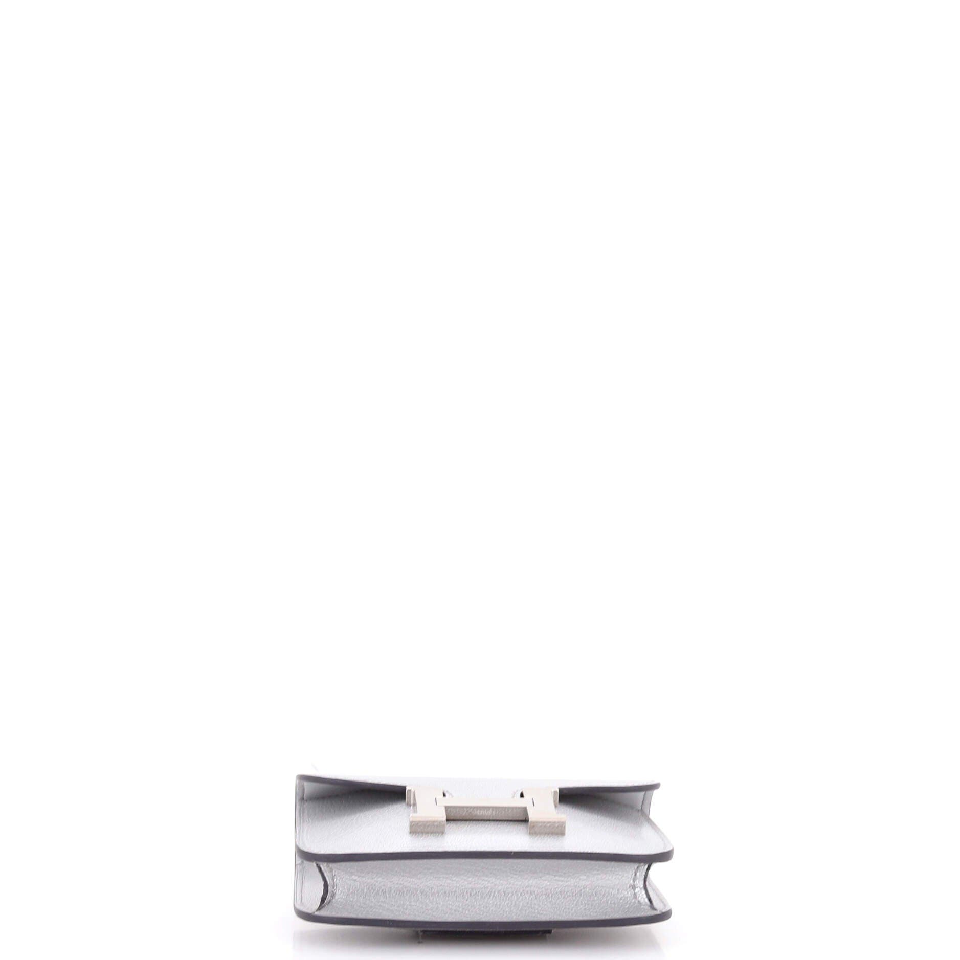 Pre-Owned Hermes Constance Slim Wallet Chevre Chamkilight, Alternate, color, Gris Argente