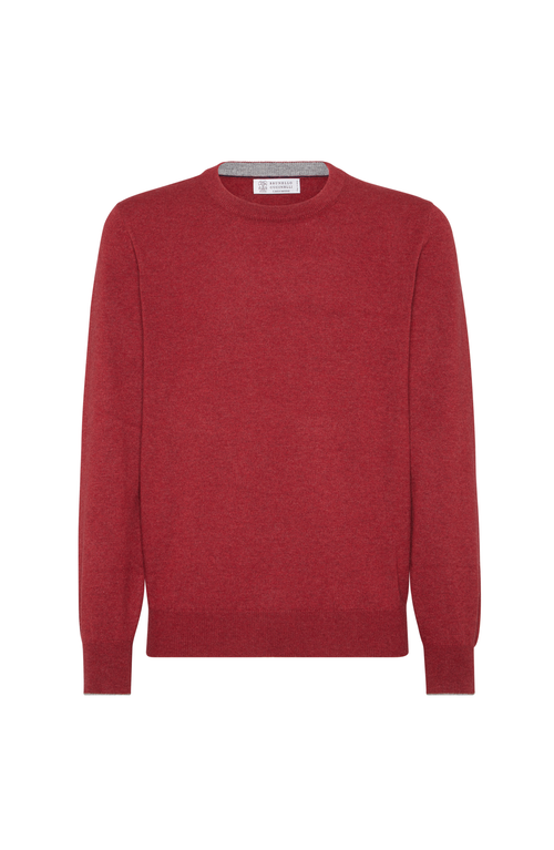 Brunello Cucinelli Cashmere And Silk Crew-neck Sweater In Red