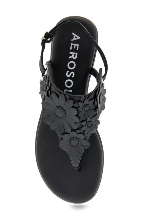 Shop Aerosoles Connie Flower Slingback Sandal In Black Faux Leather