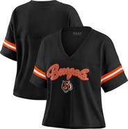 WEAR by Erin Andrews Women's WEAR by Erin Andrews Black Cincinnati Bengals Plus Size Color Block Boxy V-Neck T-Shirt