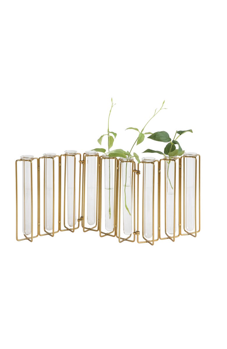 Storied Home Tests Tube Vases in Stand, Main, color, Gold
