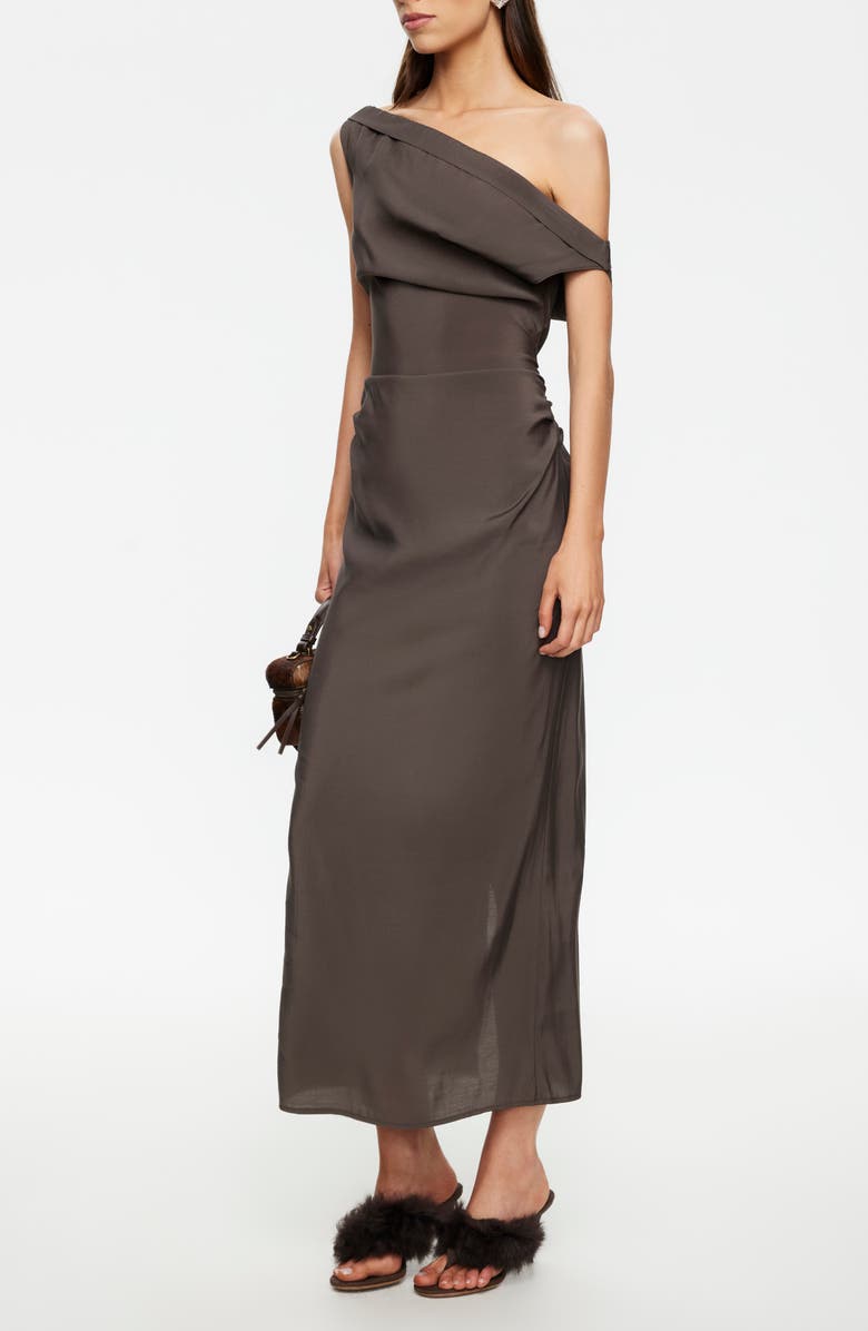 LIONESS Sweetheart One-Shoulder Maxi Dress, Alternate, color, Cocoa