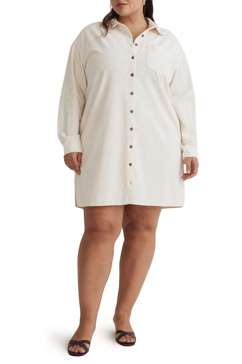 Namada Long Sleeve Corduroy Shirtdress, Main, color, LIGHTHOUSE