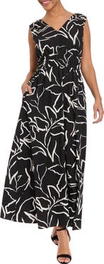 London Times Shirred Maxi Dress
