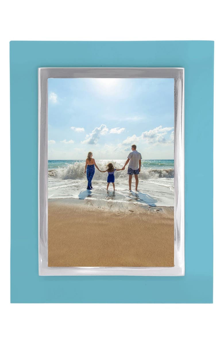 Mariposa Bordered 5 x 7-Inch Picture Frame, Main, color, Teal