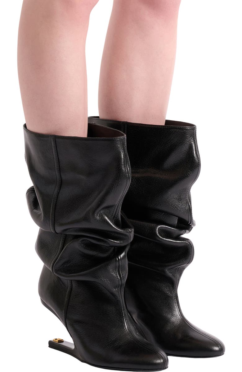 Balmain No Wedge textured leather ankle boots, Alternate, color, Black