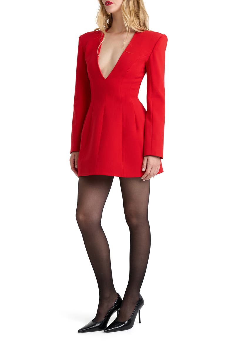 Olivia Structured Minidress, Alternate, color, FIRE RED