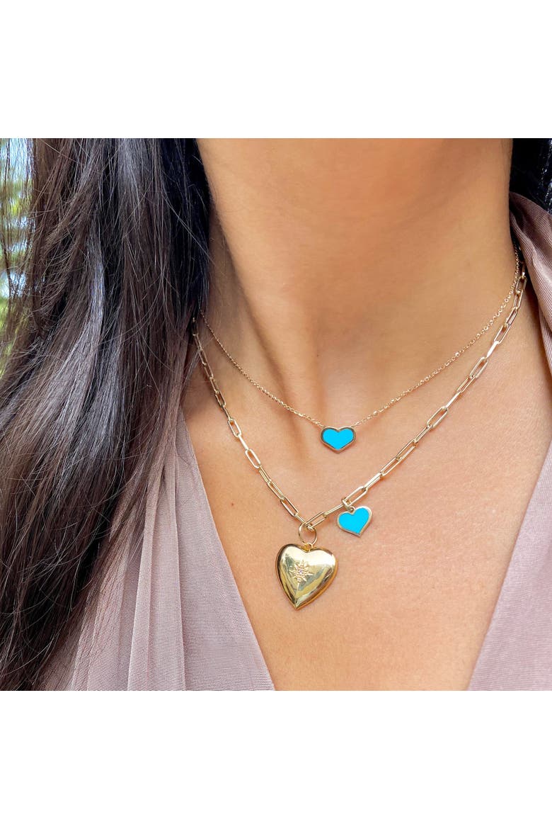 Turquoise Single Heart Necklace, Alternate, color, Turquoise