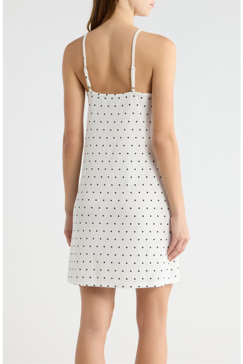 Print Pointelle Knit Chemise, Alternate, color, WHITE/ BLACK DOT