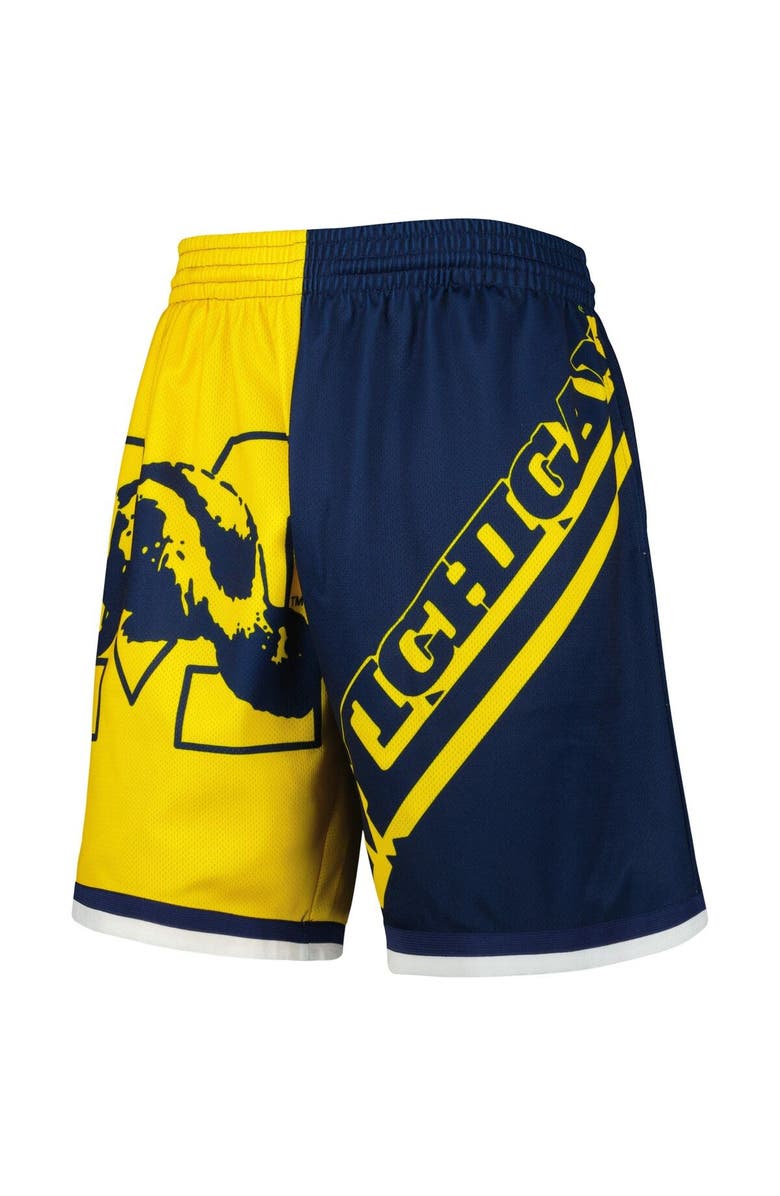 Mitchell & Ness Men's Mitchell & Ness Maize/Navy Michigan Wolverines Big Face 5.0 Fashion Shorts, Alternate, color,