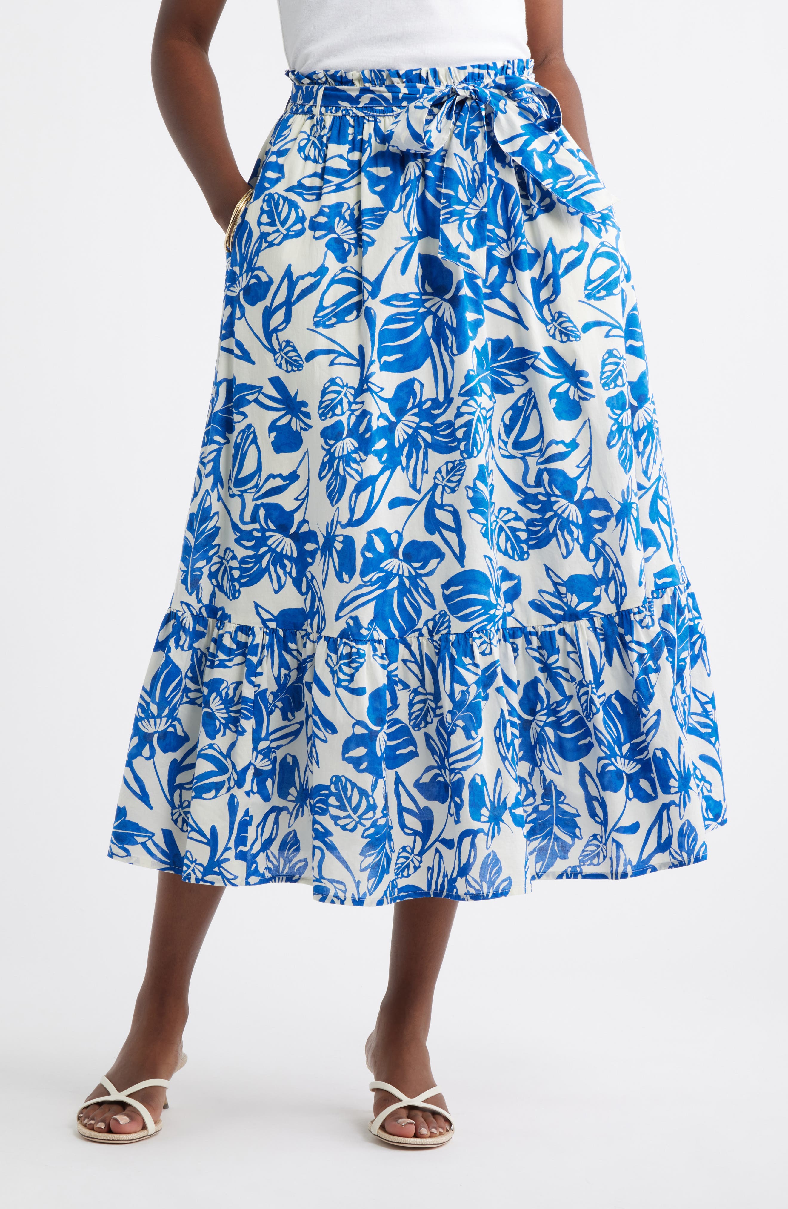 Tie Waist Tiered Midi Skirt - image 3