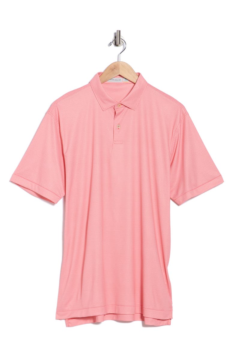 Peter Millar Featherweight Geo Link Print Performance Knit Polo, Alternate, color, Azalea