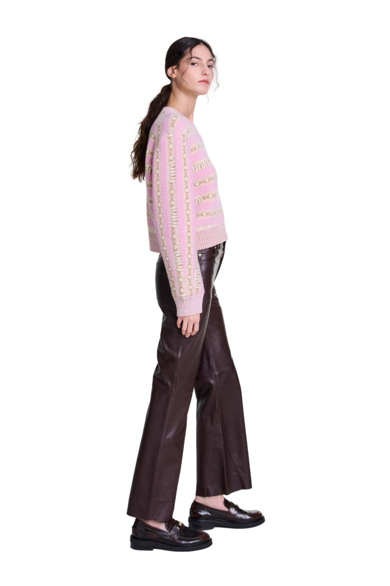 Leather trousers, Alternate, color, Brown