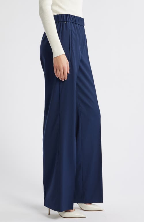 Hugo Boss Boss Toyal Pull-on Virgin Wool Flare Pants In Blue