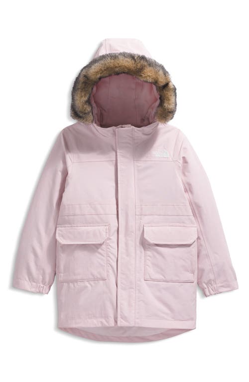 The North Face Kids' Arctic Waterproof 550-fill Power Down Parka With Faux Fur Trim In Pink