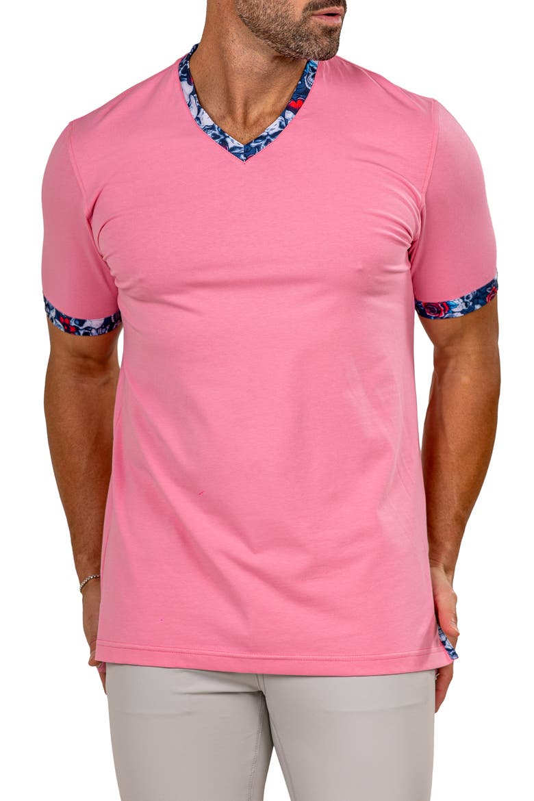 Edison Marthyr1101 Pink Cotton V-Neck T-Shirt, Alternate, color, PINK