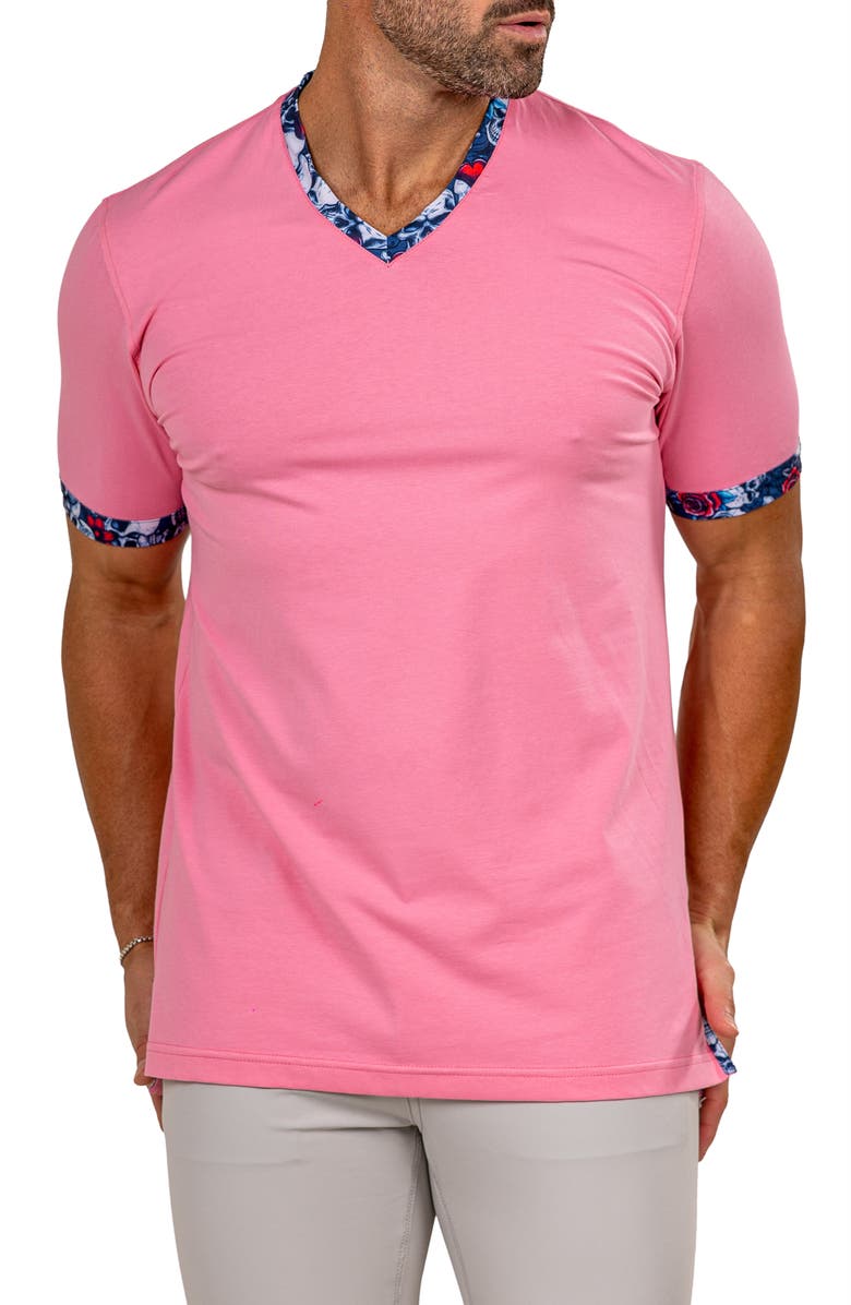 Maceoo Edison Marthyr1101 Pink Cotton V-Neck T-Shirt, Alternate, color, 
